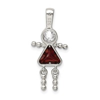 Sterling Silver Rhodium-plated CZ & January Glass Girl Pendant view 4