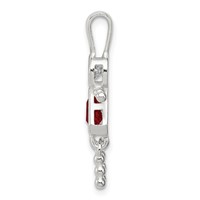 Sterling Silver Rhodium-plated CZ & July Glass Girl Pendant view 2