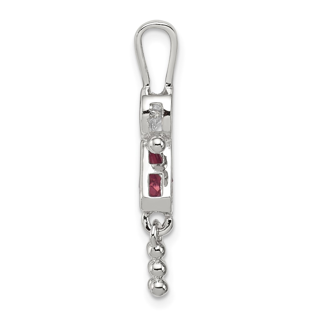 Sterling Silver Rhodium-plated CZ & June Glass Girl Pendant (QC6714JUN)