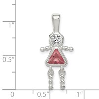 Sterling Silver Rhodium-plated CZ & June Glass Girl Pendant view 3
