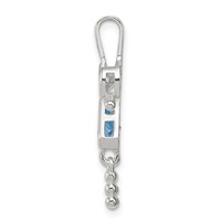 Sterling Silver Rhodium-plated CZ & March Glass Girl Pendant view 2