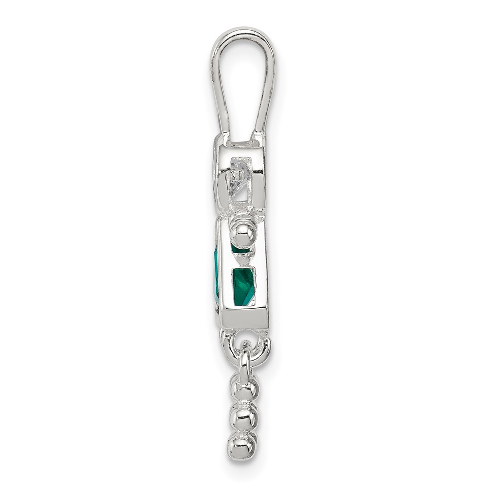 Sterling Silver Rhodium-plated CZ & May Glass Girl Pendant (QC6714MAY)
