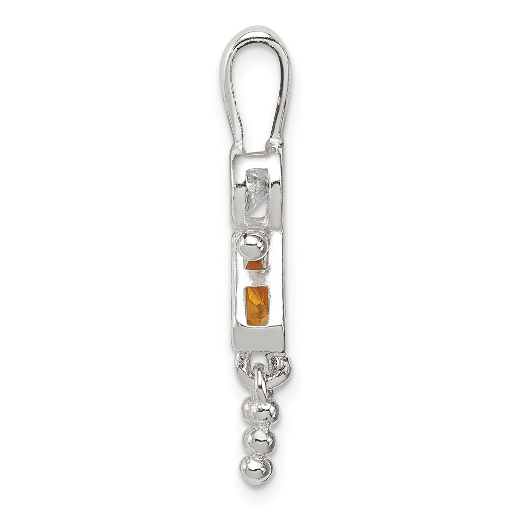Sterling Silver Rhodium-plated CZ & November Glass Girl Pendant (QC6714NOV)