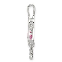 Sterling Silver Rhodium-plated CZ & October Pink CZ Girl Pendant view 2