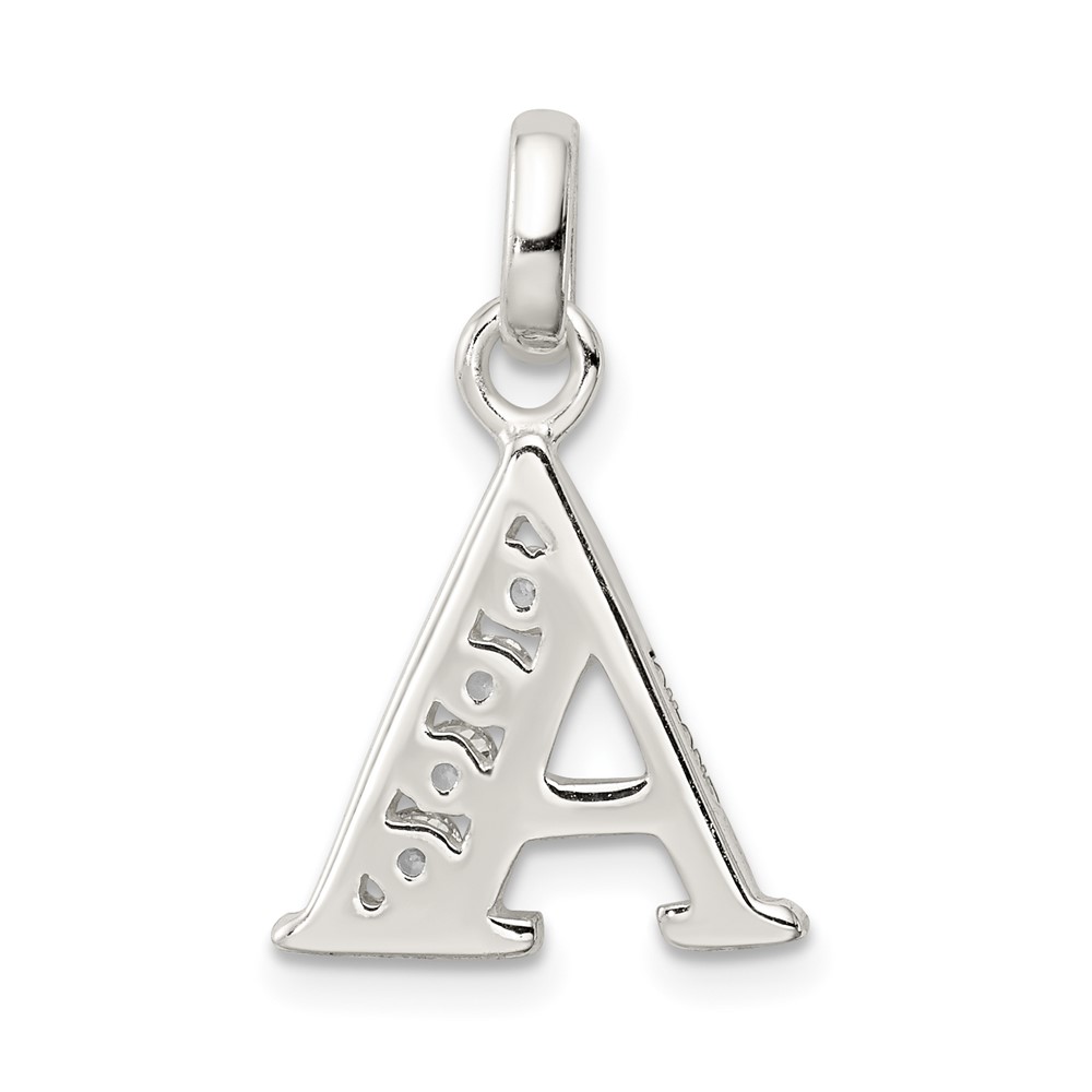 Sterling Silver White CZ Letter A Initial Pendant (QC6716A)