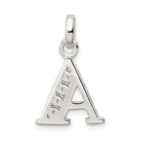 Sterling Silver White CZ Letter a Initial Pendant view 4