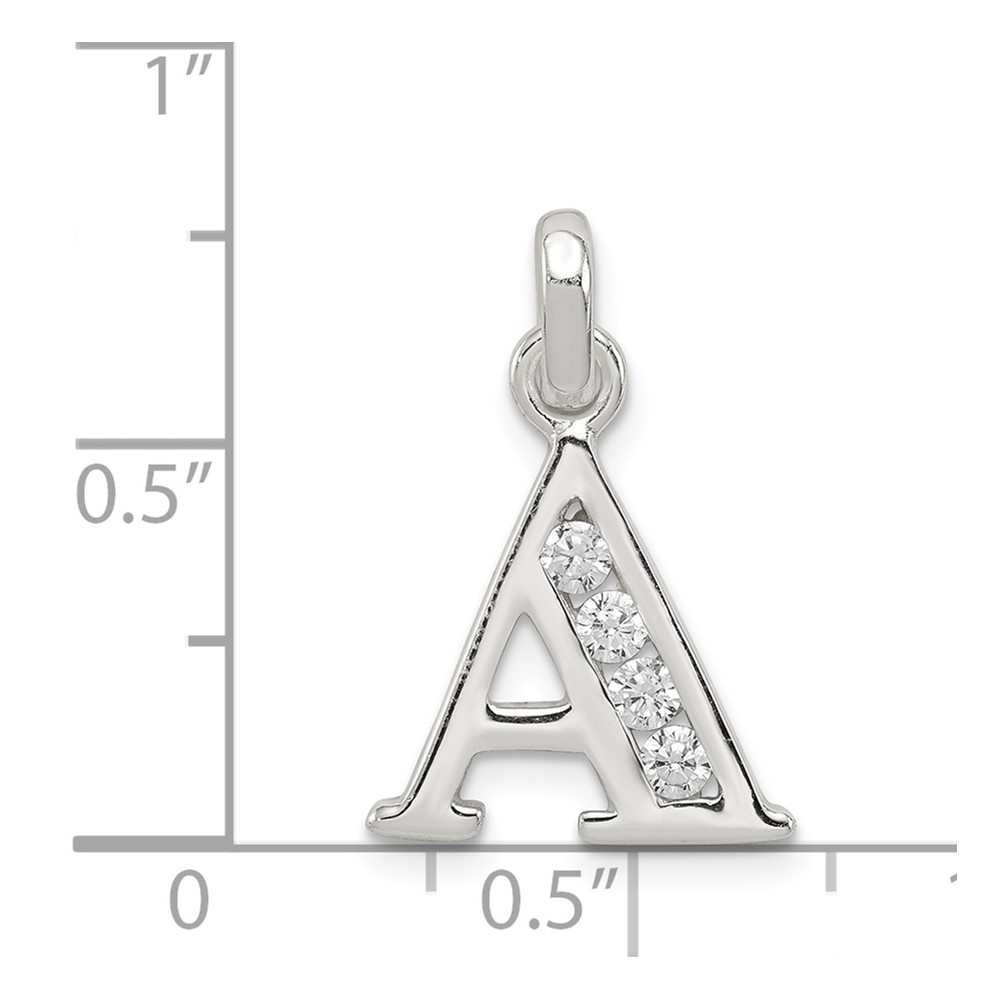 Sterling Silver White CZ Letter A Initial Pendant (QC6716A)
