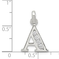 Sterling Silver White CZ Letter a Initial Pendant view 3