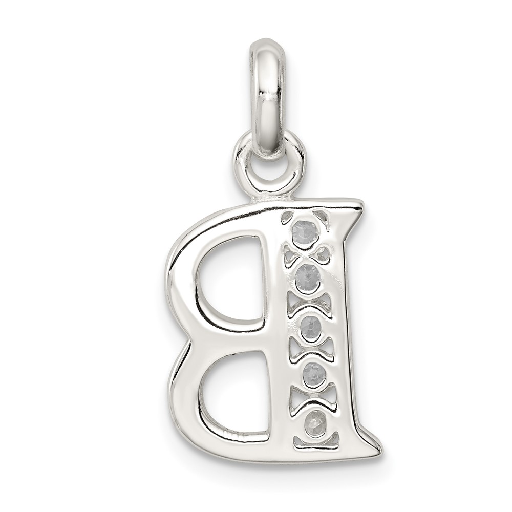 Sterling Silver White CZ Letter B Initial Pendant (QC6716B)