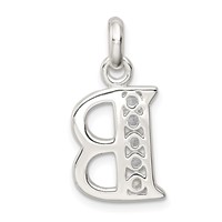 Sterling Silver White CZ Letter B Initial Pendant view 4