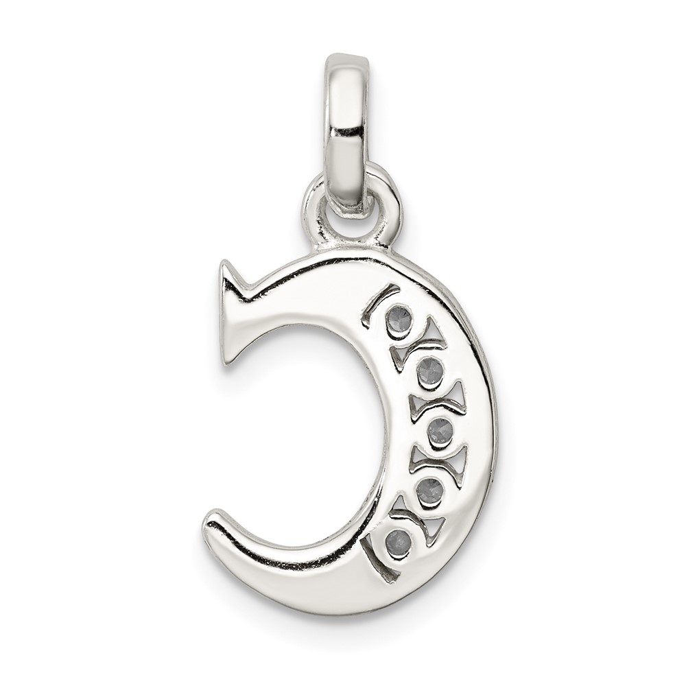 Sterling Silver White CZ Letter C Initial Pendant (QC6716C)