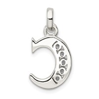 Sterling Silver White CZ Letter C Initial Pendant view 4