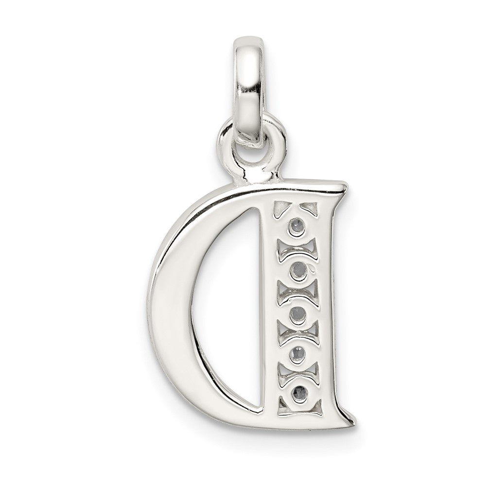 Sterling Silver White CZ Letter D Initial Pendant (QC6716D)