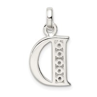 Sterling Silver White CZ Letter D Initial Pendant view 4