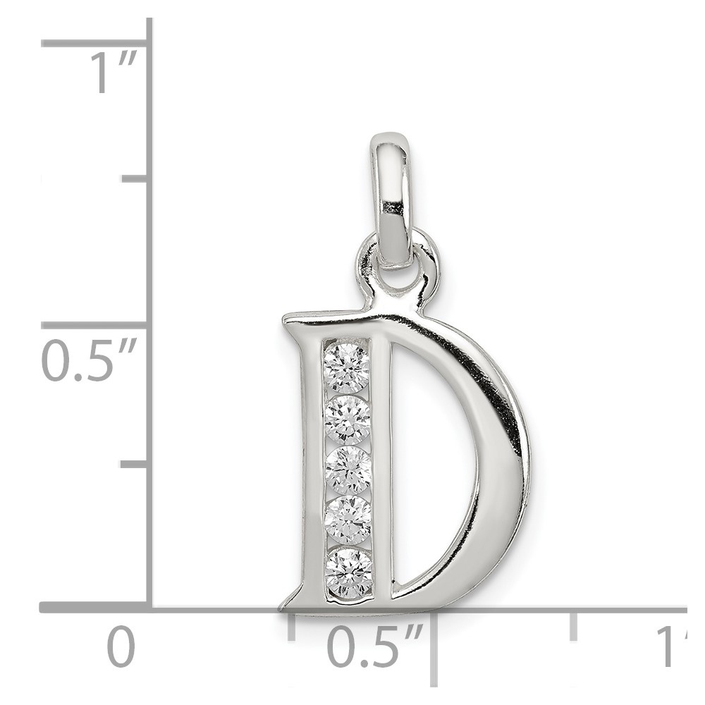 Sterling Silver White CZ Letter D Initial Pendant (QC6716D)