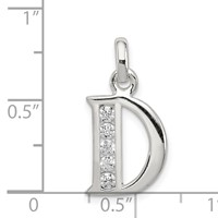 Sterling Silver White CZ Letter D Initial Pendant view 3