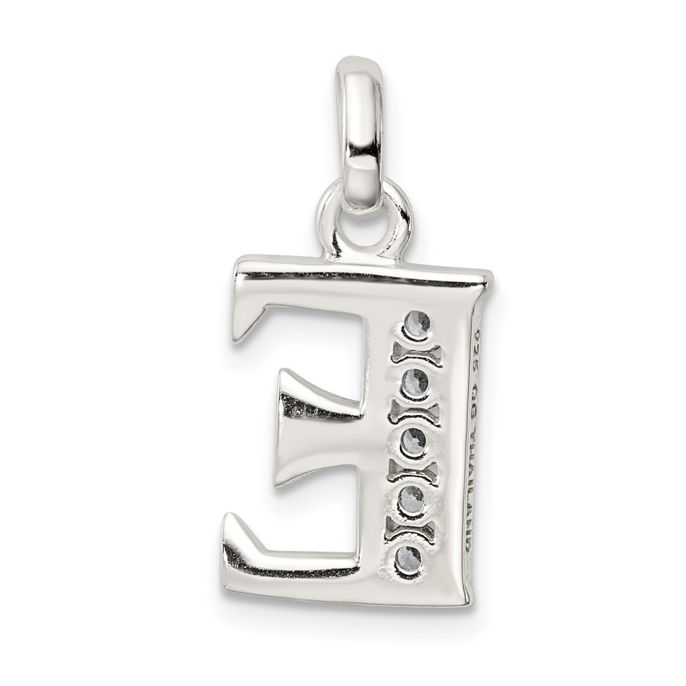 Sterling Silver White CZ Letter E Initial Pendant (QC6716E)