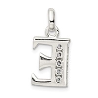 Sterling Silver White CZ Letter E Initial Pendant view 3