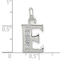 Sterling Silver White CZ Letter E Initial Pendant view 4