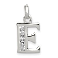 Sterling Silver White CZ Letter E Initial Pendant view 1