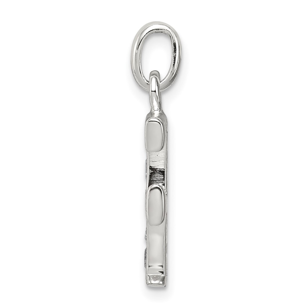 Sterling Silver White CZ Letter F Initial Pendant (QC6716F)