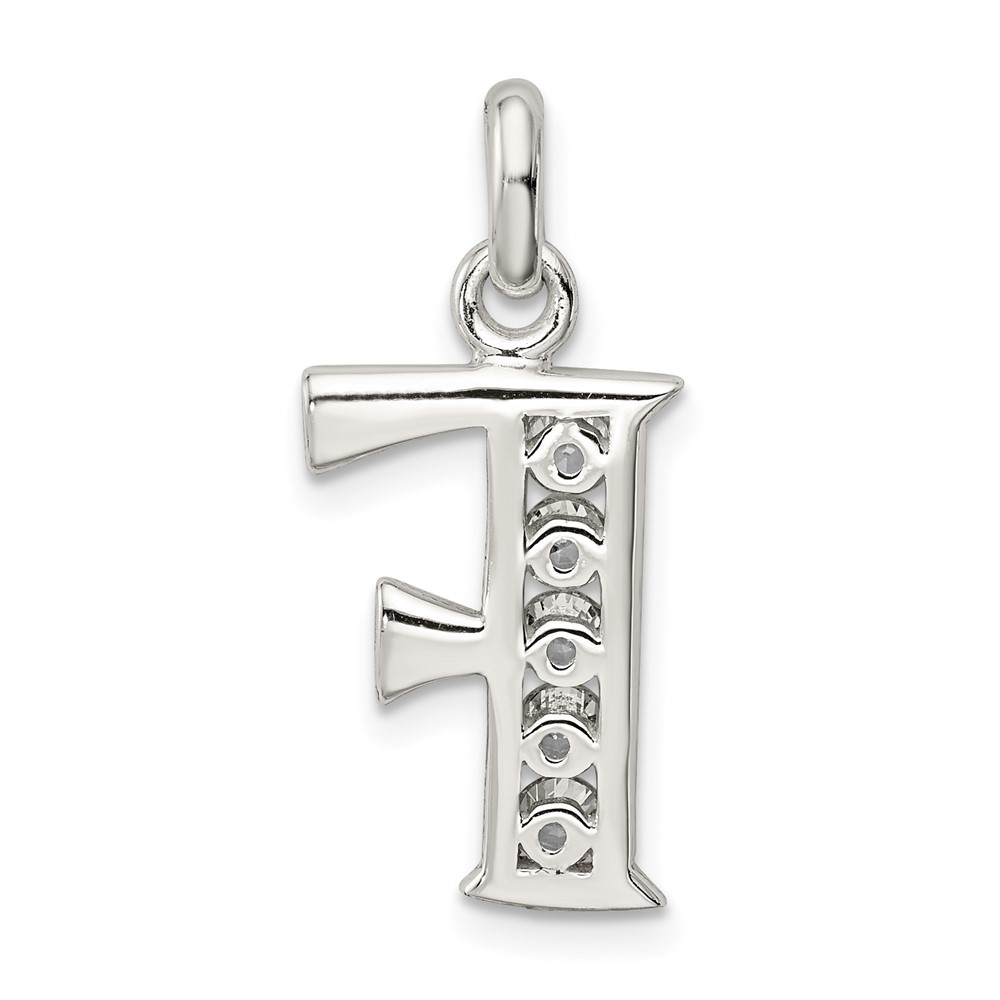 Sterling Silver White CZ Letter F Initial Pendant (QC6716F)