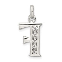 Sterling Silver White CZ Letter F Initial Pendant view 3