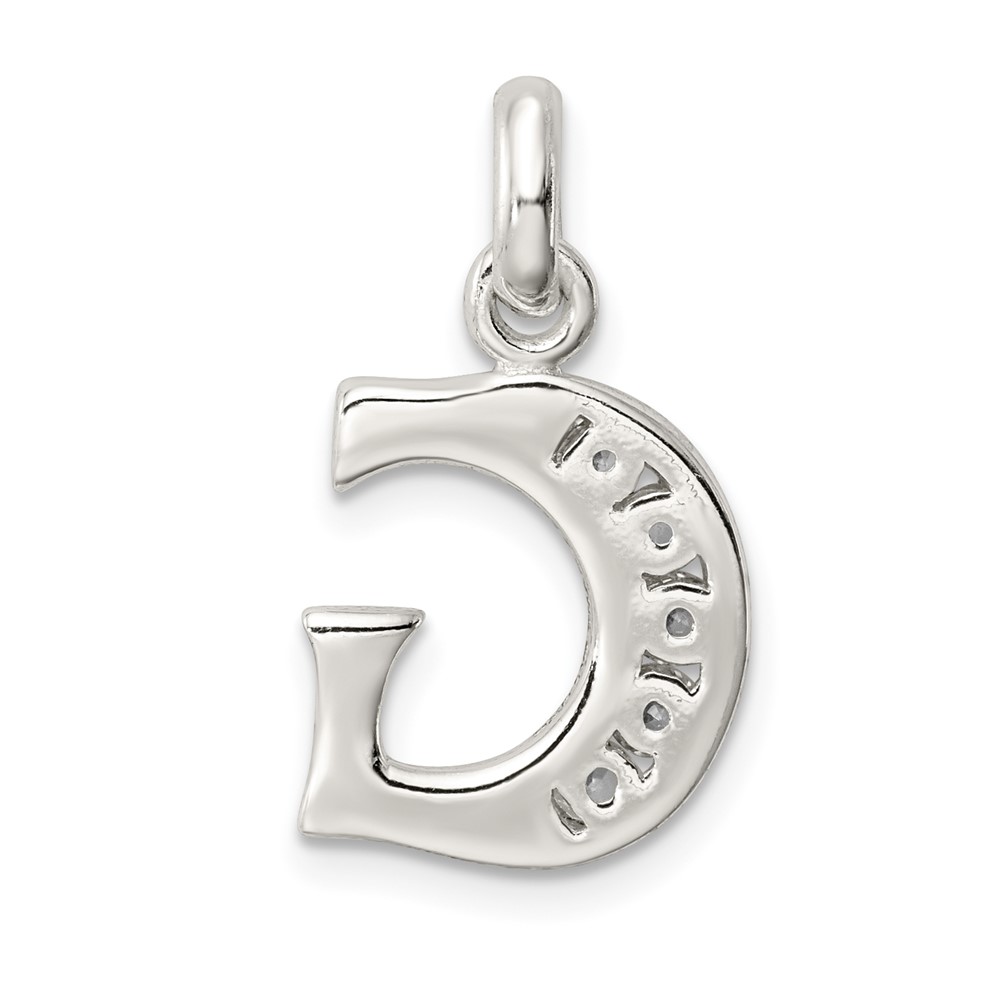 Sterling Silver White CZ Letter G Initial Pendant (QC6716G)