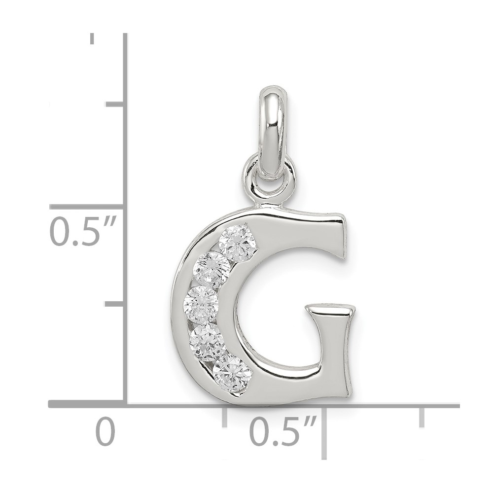 Sterling Silver White CZ Letter G Initial Pendant (QC6716G)