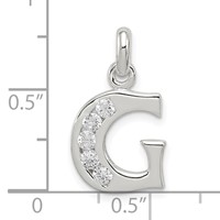 Sterling Silver White CZ Letter G Initial Pendant view 4