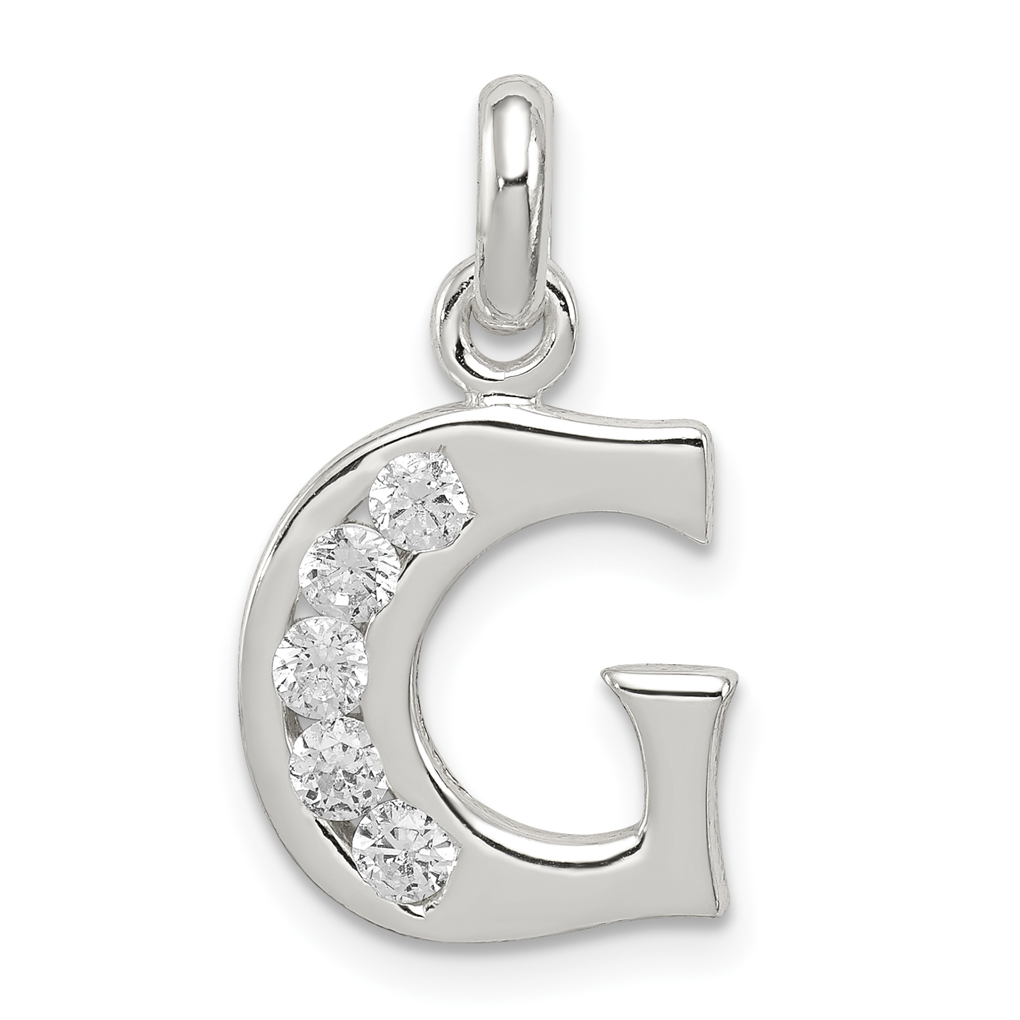 Sterling Silver White CZ Letter G Initial Pendant (QC6716G)