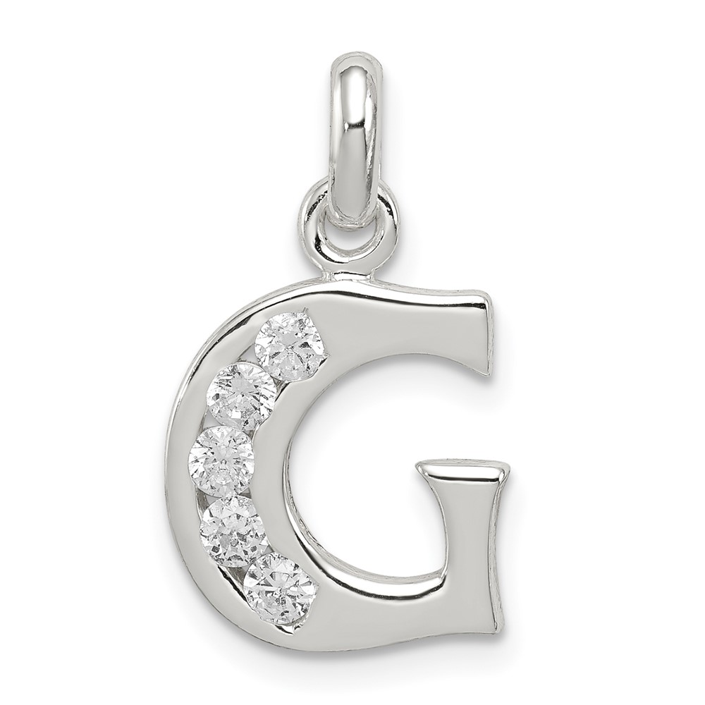 Sterling Silver White CZ Letter G Initial Pendant (QC6716G)