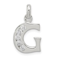 Sterling Silver White CZ Letter G Initial Pendant view 1