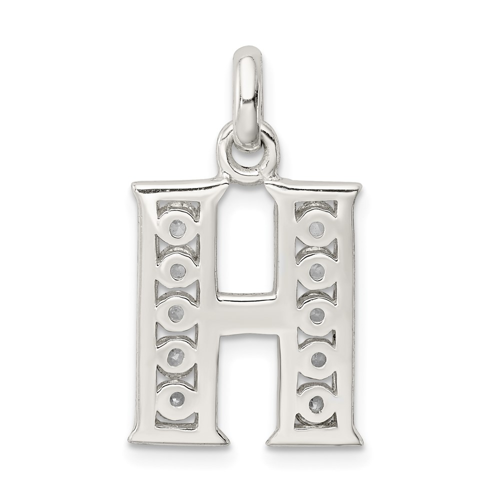 Sterling Silver White CZ Letter H Initial Pendant (QC6716H)