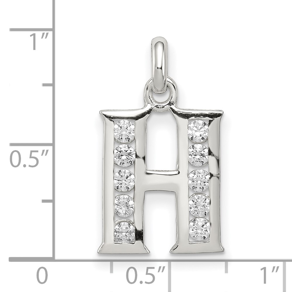 Sterling Silver White CZ Letter H Initial Pendant (QC6716H)