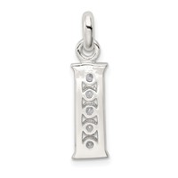 Sterling Silver White CZ Letter I Initial Pendant view 3