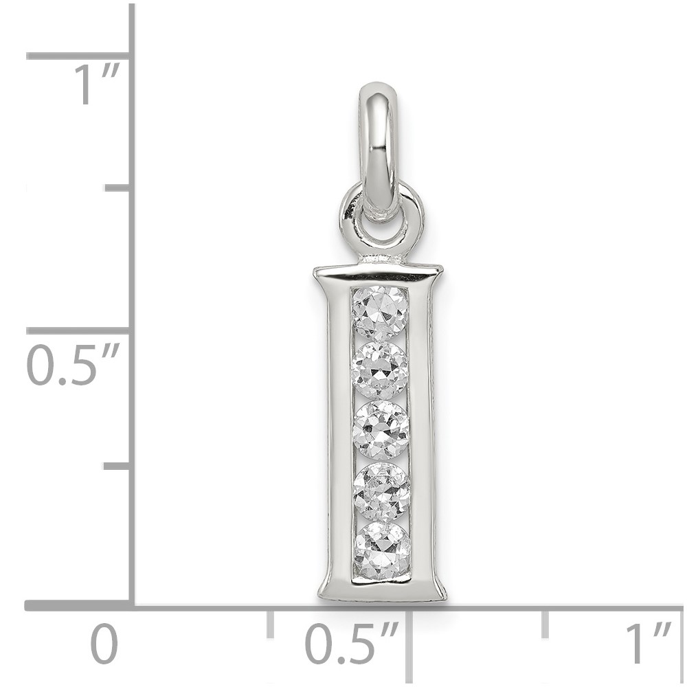 Sterling Silver White CZ Letter I Initial Pendant (QC6716I)