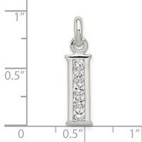 Sterling Silver White CZ Letter I Initial Pendant view 4
