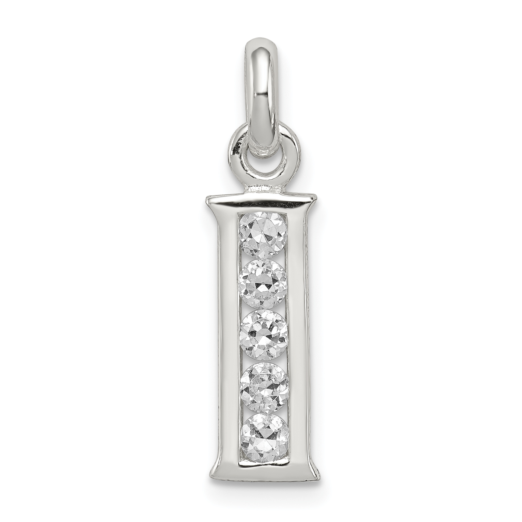 Sterling Silver White CZ Letter I Initial Pendant (QC6716I)