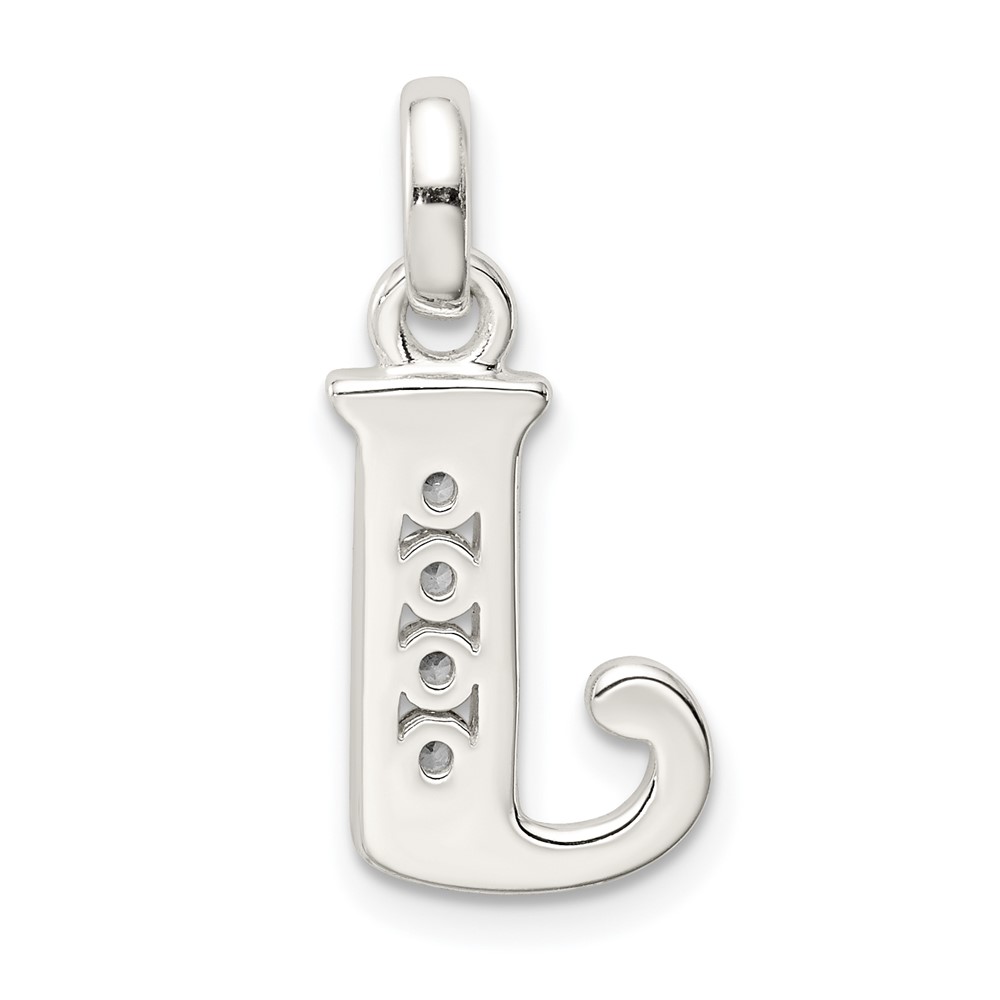 Sterling Silver White CZ Letter J Initial Pendant (QC6716J)