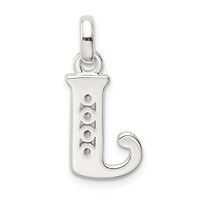 Sterling Silver White CZ Letter J Initial Pendant view 3