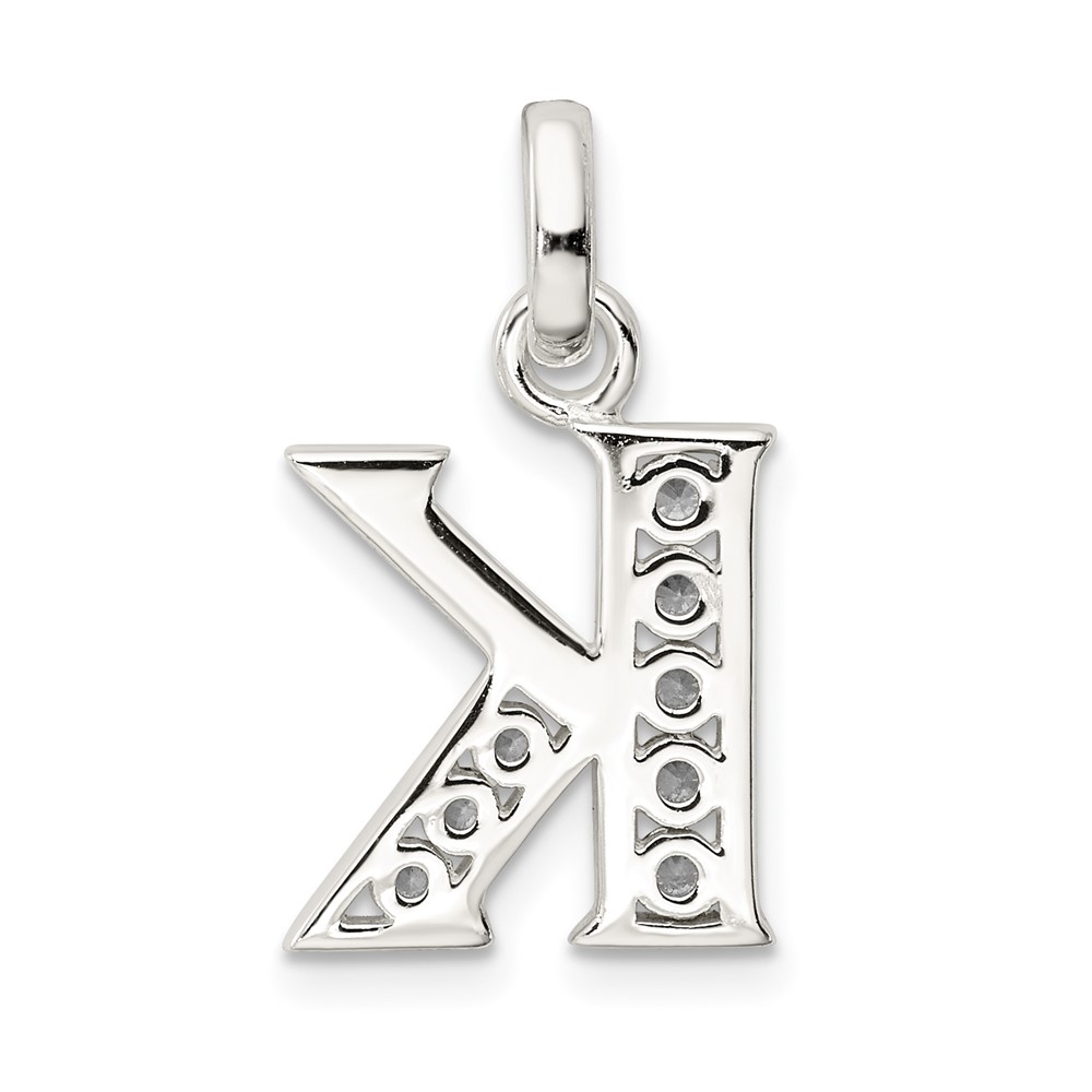 Sterling Silver White CZ Letter K Initial Pendant (QC6716K)