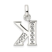 Sterling Silver White CZ Letter K Initial Pendant view 3