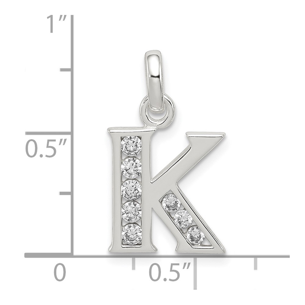 Sterling Silver White CZ Letter K Initial Pendant (QC6716K)