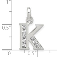Sterling Silver White CZ Letter K Initial Pendant view 4