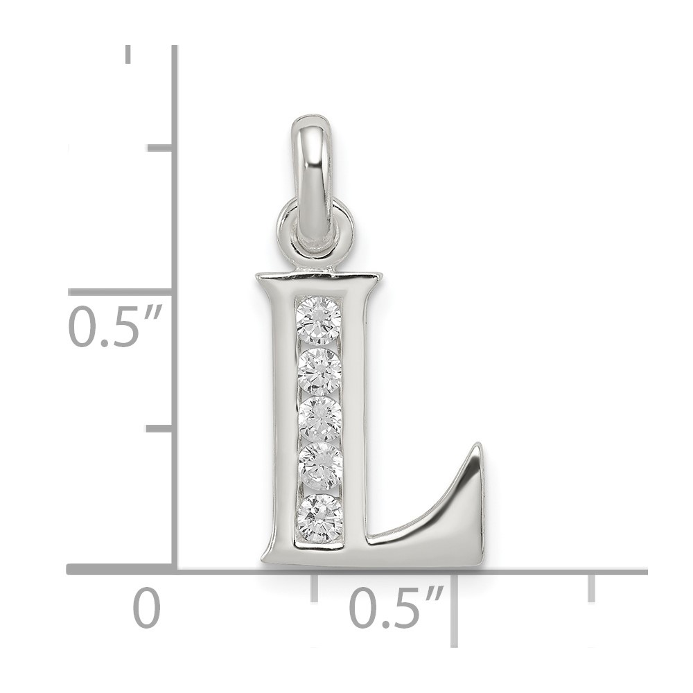 Sterling Silver White CZ Letter L Initial Pendant (QC6716L)