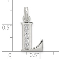 Sterling Silver White CZ Letter L Initial Pendant view 4