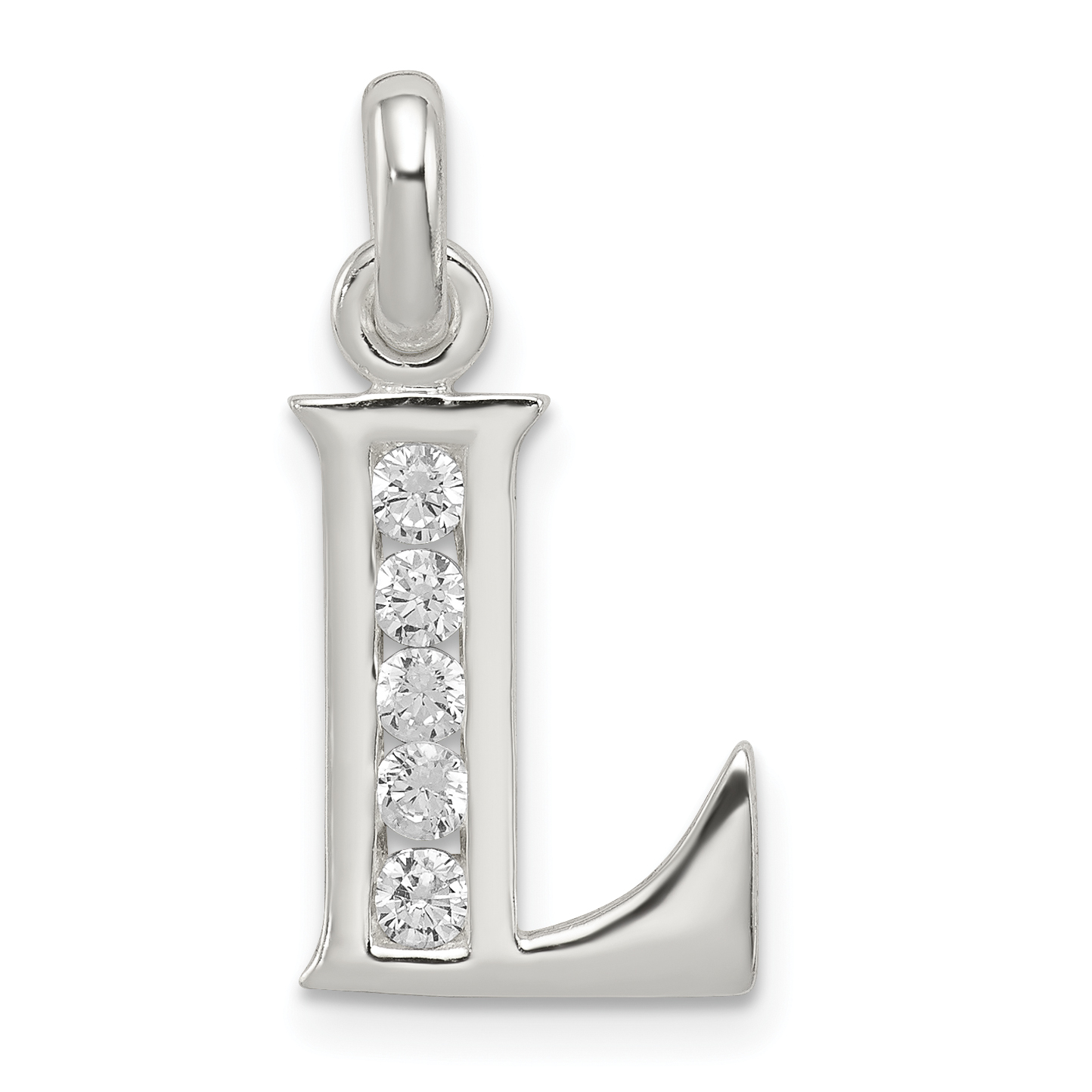 Sterling Silver White CZ Letter L Initial Pendant (QC6716L)