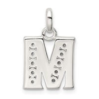 Sterling Silver White CZ Letter M Initial Pendant view 3