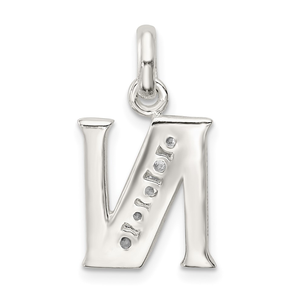 Sterling Silver White CZ Letter N Initial Pendant (QC6716N)